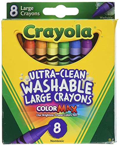 Crayola Washable Crayons, Large, 8 Colors (Pack of 2)